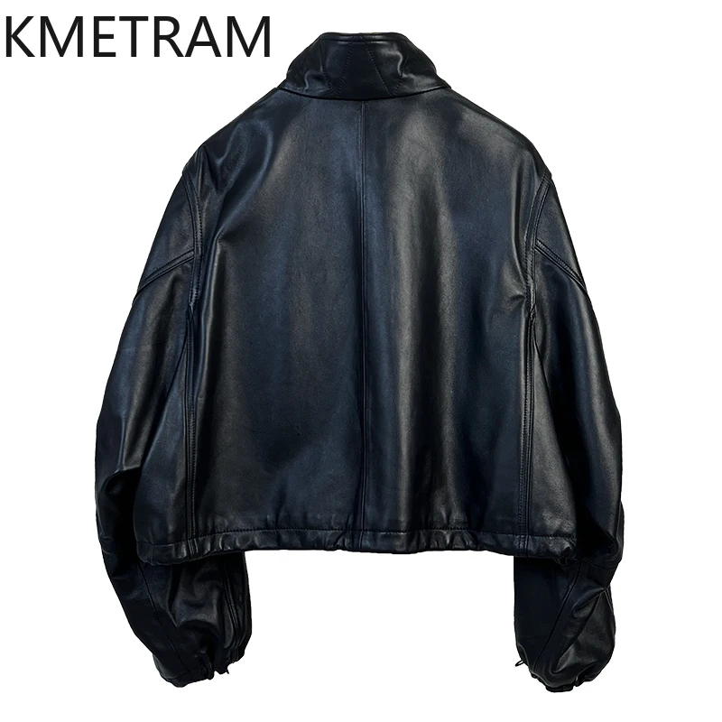 100% Natural Sheepskin Jacket Woman Casual Loose Black Genuine Leather Jackets New in Outerwears Fall Clothes 2025 Women кожанка