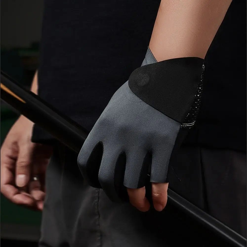 قفاز البلياردو لليد اليسرى غير قابل للانزلاق يسمح بمرور الهواء بنصف أصابع قفازات تدريب البلياردو المرنة ملحقات اللياقة البدنية #3