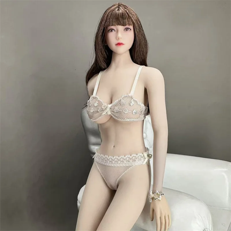 CJG-059 1/6 Scale Female Sweet Lace Perspective Bow Bra Briefs Underwear Set Fit 12inch Soldier Action Figure Body Model Dolls