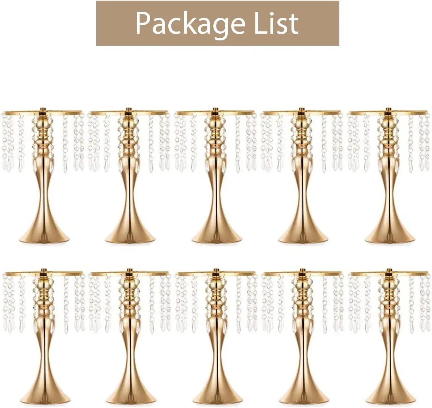 12pcs)23cm/120cm) Wedding  Artificial flower stand Centerpieces Vase for Tables Tall Metal Gold Crystal   Vases for Wedding,