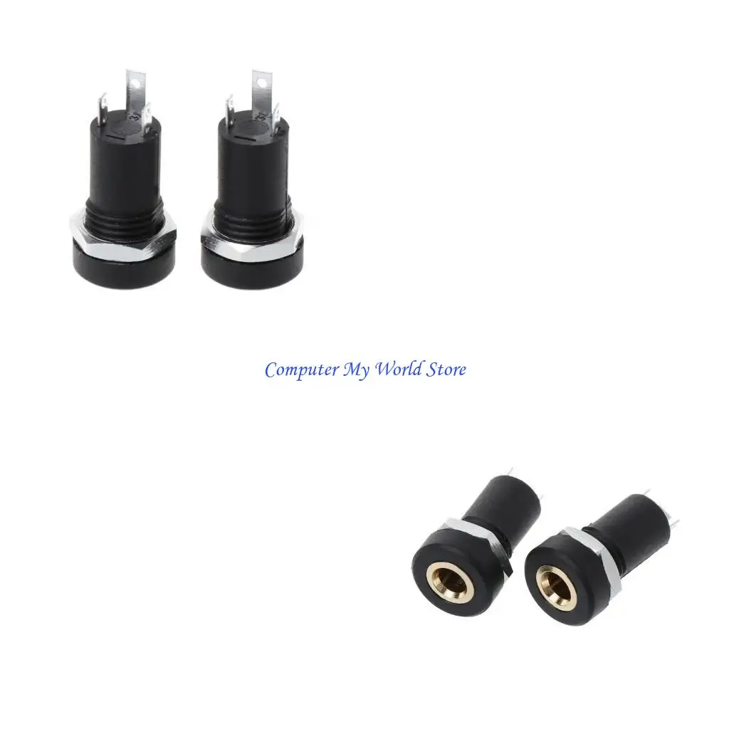 

2X 3.5MM Socket 3 Pole Black Stereo Solder Panel Mount Golden With