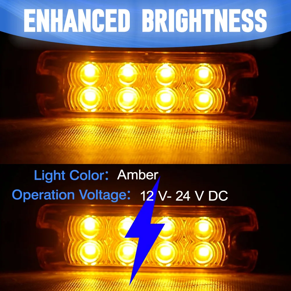

2 pcs LED Side Marker Light Amber Light Warning Signal Light Tail Lamp 12V 24V Turn Signal Indicator Lamp For Buses Trucks