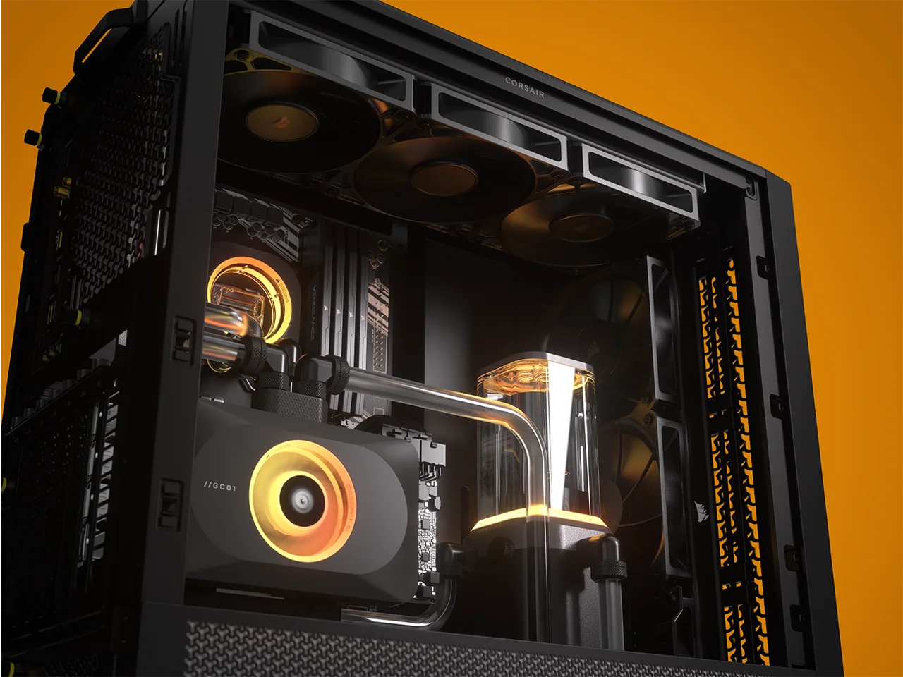 Corsair FRAME 4000D RS Black Computer Case- 3X CORSAIR RS Fans – InfiniRail Fan Mounting System – Fits Multiple 360mm Radiators – Reverse Connector Motherboard Compatible – Black