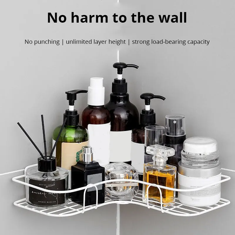 1pc Wall Mounted Bathroom Storage Rack Punch-free Bathroom Shelf  Triangle Storage Rack   Bathroom Accessories