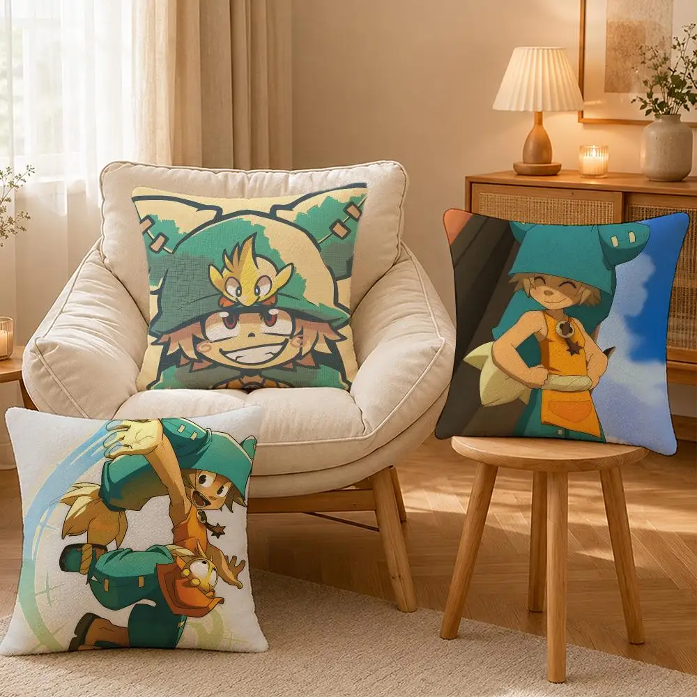 Cartoon Wakfu Fantasy Gaming Cushion Cover Personalized Short Plush Soft Bedroom Sofa Home Decor Gift