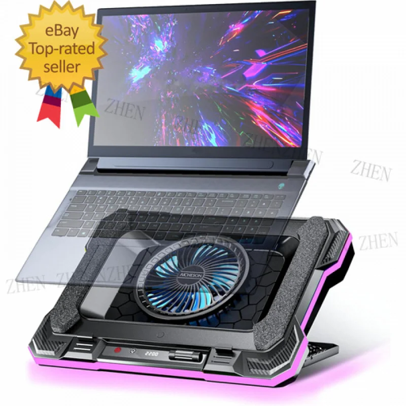 Y Gaming Laptop Cooling Pad with Powerful Cooler Fans RGB Lighting and Phone Holde