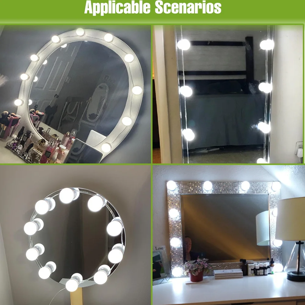 LED Mirror Lights 3 Colors Makeup Lamps 5V Dressing Table Lamp USB Touch Dimmable Bathroom Bedroom Decoration Lighting