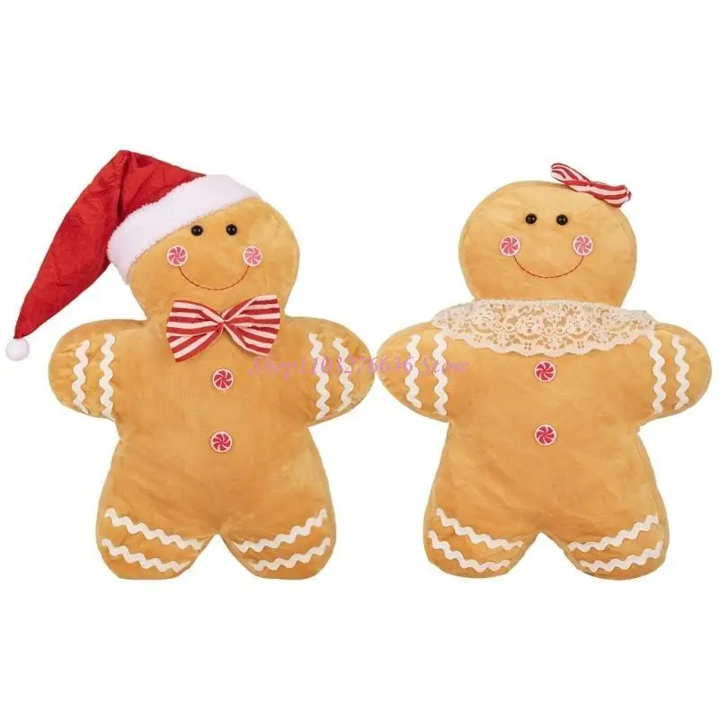 R6FD Soft Christmas Theme Plush Toy Gingerbreadman Almohada lanzamiento para cama Sofá Silla decoración silla