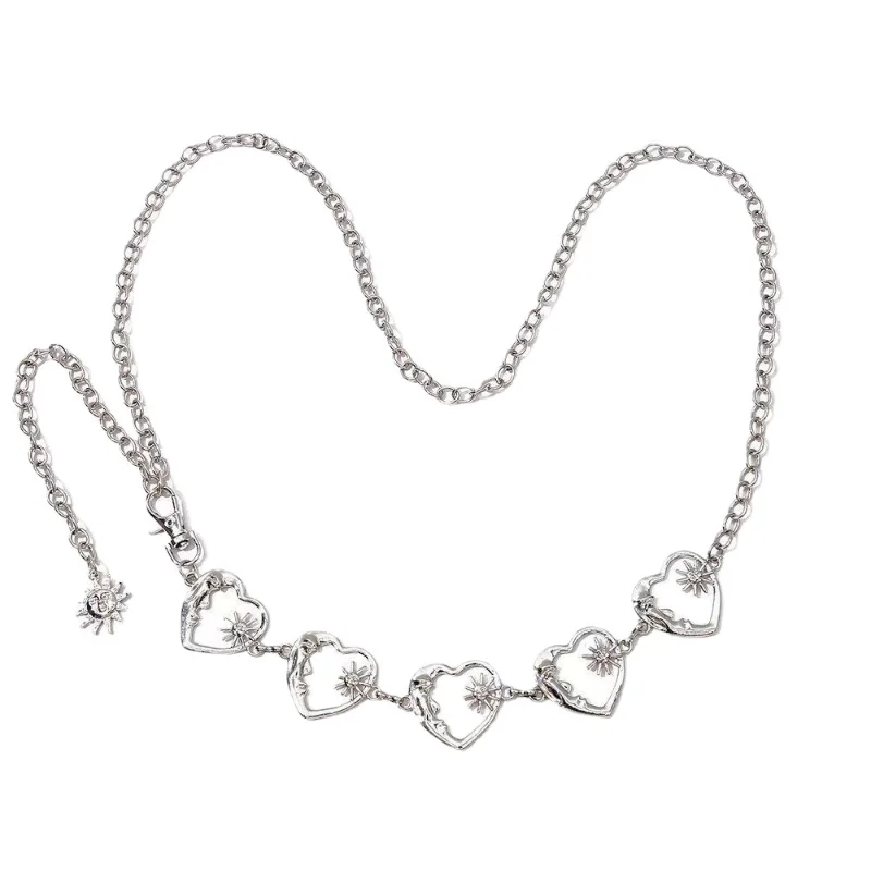 

Европейская, американская подвеска в виде Луны и звезды, поясная цепочка, Женский винтажный металлический пояс в стиле хип-хоп, цепочка для тела, аксессуары