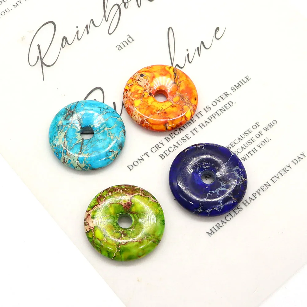 

Бусины-подвески в форме диска, разноцветные, из натурального императорского камня, в стиле ретро, 30x30 мм, для самостоятельного изготовления ожерелий, серег и ювелирных изделий