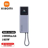 XIAOMI 165 W Power Bank 10000 mAh,Built‑in USB‑C Cable, Color Smart Display, Dual‑Port Fast Charge for iphone 16 15 14 Pro Max