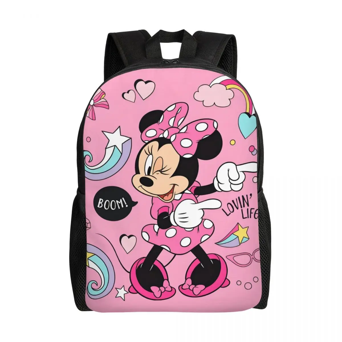 

Minnie Mouse Backpack Men Women Basic Bookbag for College School Cartoon Bags