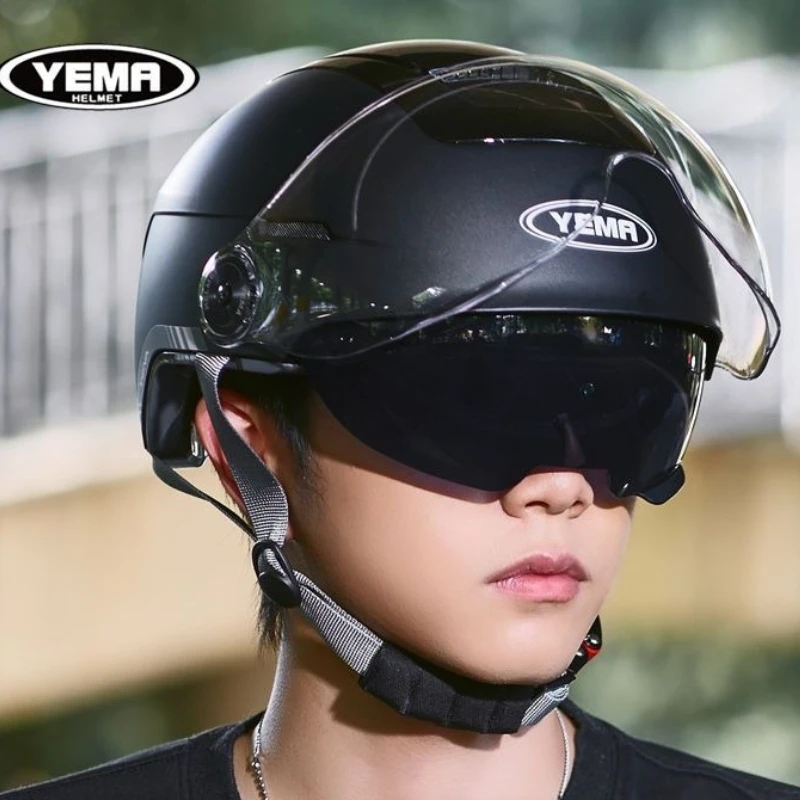 YEMA Electric Motorcycle Helmet Men's Summer Sun Protection Battery Car for Women's Four-season Universal Safety Helmet