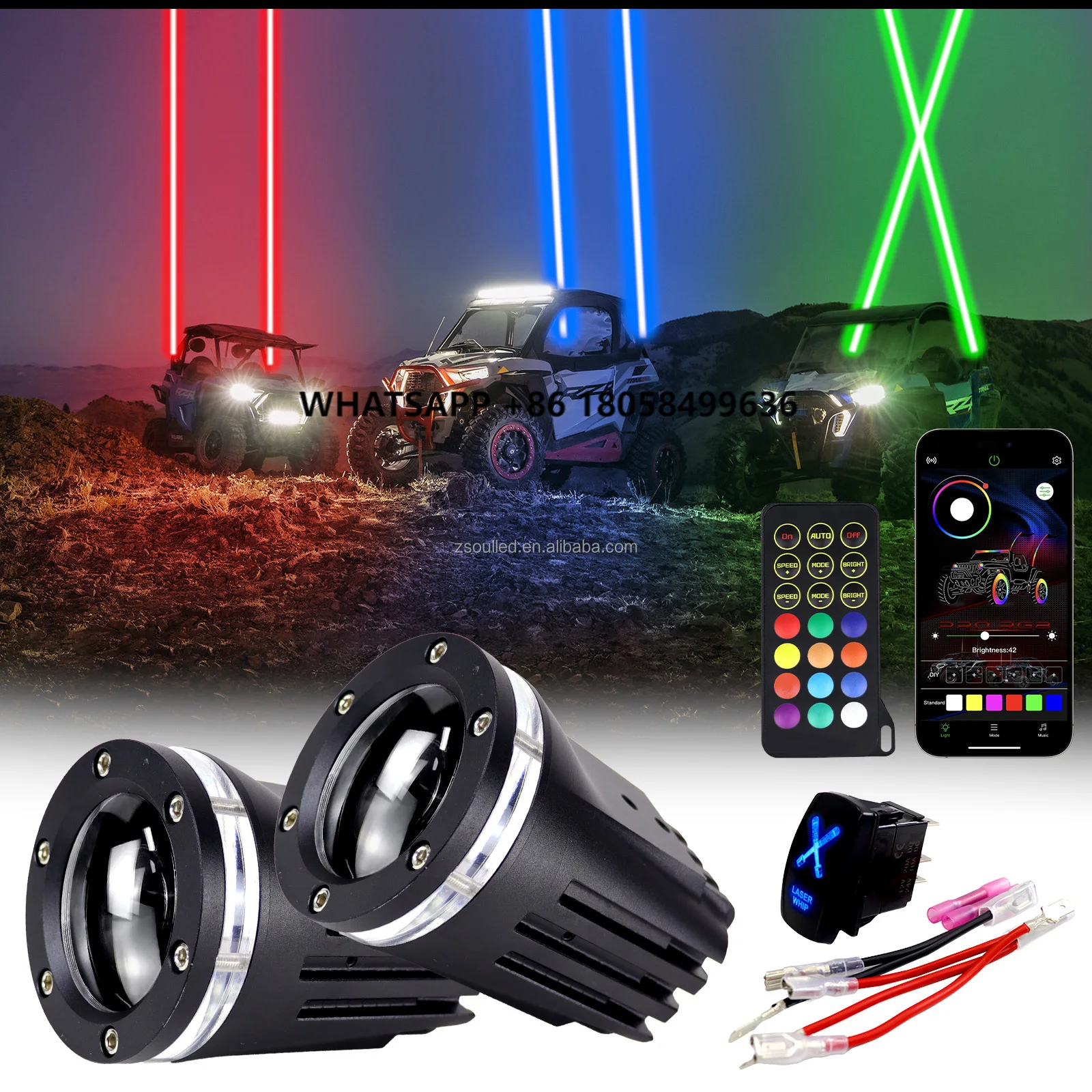 

RGB+W Color Model Antenna Wireless Light UTV ATV Offroad Car Remote and APP Control LED Whip Light Pod on Sale