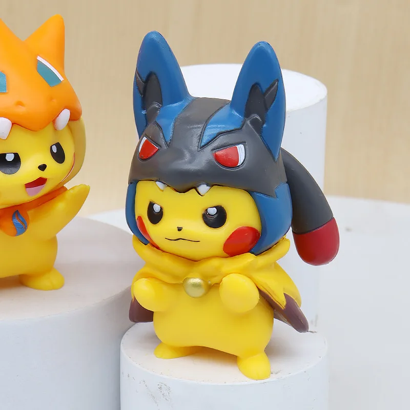 7 unids/set Pokemon Cosplay figura conjunto Pikachu en disfraz, Kawaii acción PVC modelo colección regalo para Fans