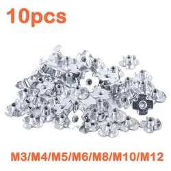 10pcs M3/M4/M5/M6/M8/M10/M12 Tools for Woodwork Four Pronged Claws Speaker Nut Blind Inserts Nut T-Nut Wood Furniture Hardware