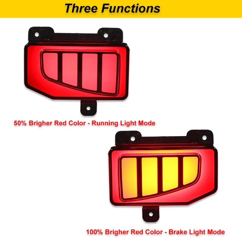 iJDM Rear Bumper Reflectors Replace Full LED 3-in-1 Tail/Brake Light, Sequential Blink Turn Signal For 2019-up Jeep Gladiator JT