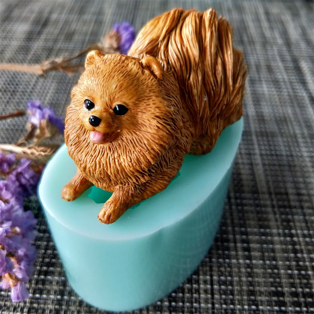 

3D Pomeranian Silicone Mould Cute Dog Candle Mold Fondant Cake Moulds Chocolate Cake Tools Baking Accessories Candle Making DIY