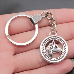 Men Keychain Vintage 2 Colors 25mm Double Sided Horse Pendant Souvenirs Gift