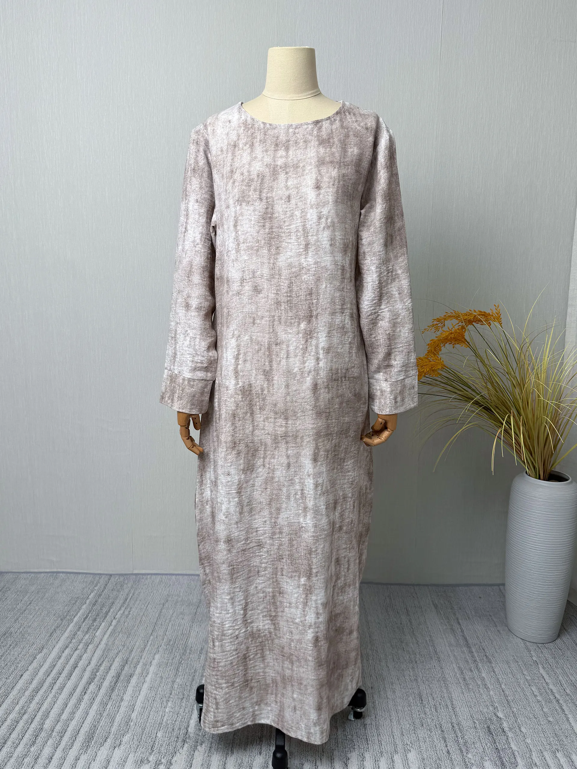 2025, heet verkoop elegante abrikozen moslim gewaad Abaya met gecoördineerde Ramadan, ideaal voor het creëren van moeiteloos chique bescheiden outfit