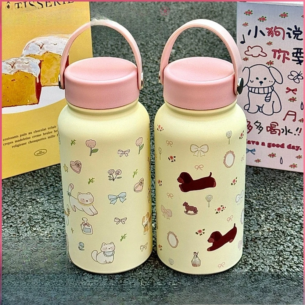 

Милая изолированная чашка из нержавеющей стали с героями мультфильмов, портативный уличный студенческий чайник из нержавеющей стали 304, большой емкости