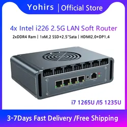 4xIntel i226 2.5G LAN 12th Gen i5 1235U i7 1265U Soft Router Pentium 8505 Proxmox VMs Server Computer Pfsense Firewall Mini PC