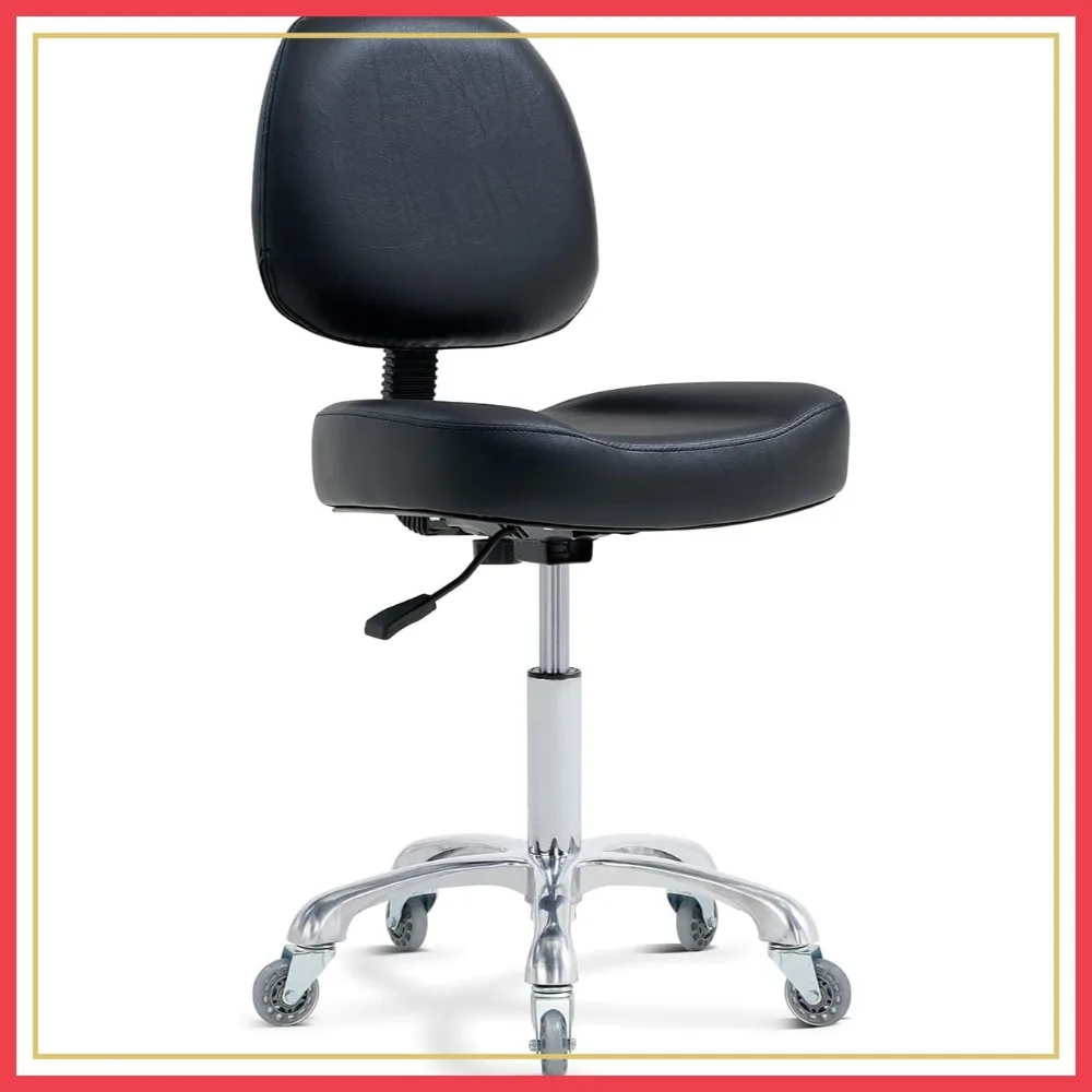 

Rolling Vanity Stool with Wheels, Ergonomic Armless Office Chair for Makeup, Classroom, Black