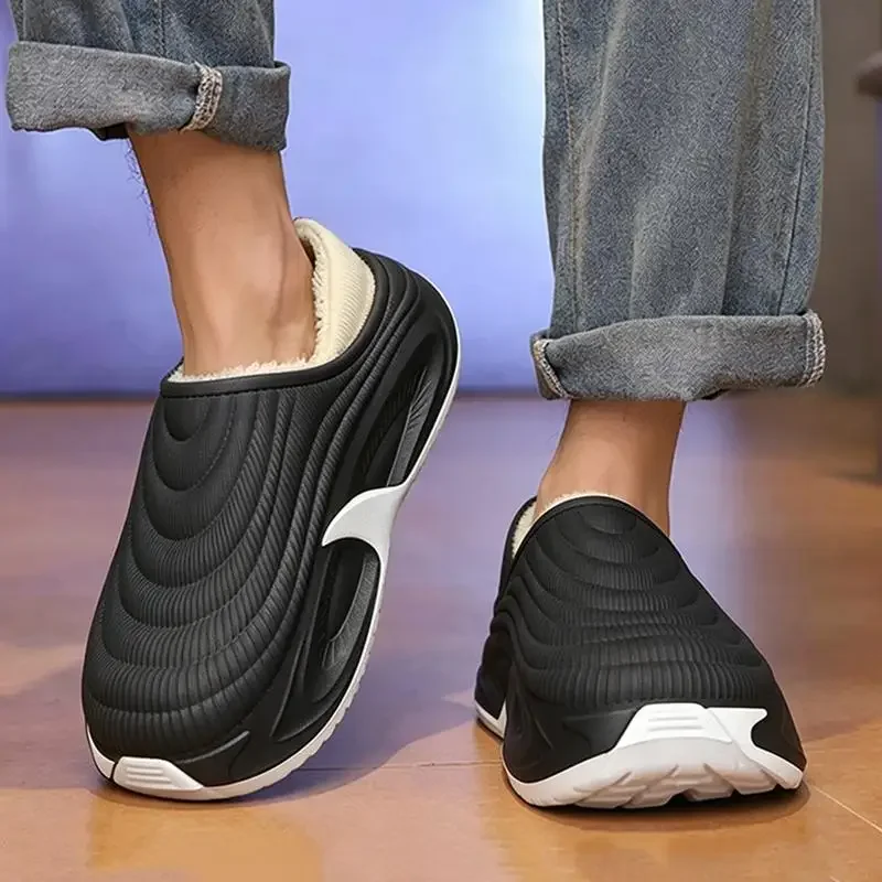 Herren Winter 2026 Warme Plüsch-EVA-Hausschuhe Wasserdichte Weichsohlen-Plateauschuhe Rutschfeste Baumwollschuhe für Zuhause und Outdoor – Detail 3