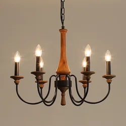 Retro Wooden Chandelier Bedroom Lighting 8 Lights For Living Room Restaurant Vintage Dining Room Chandelier French Country Light