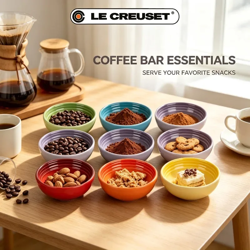 Le Creuset Mini Pinch Bowl Set of 6 2oz Stoneware Dipping Bowls, Durable Glazed Kitchen Tools for Kitchen Prep, Condiment