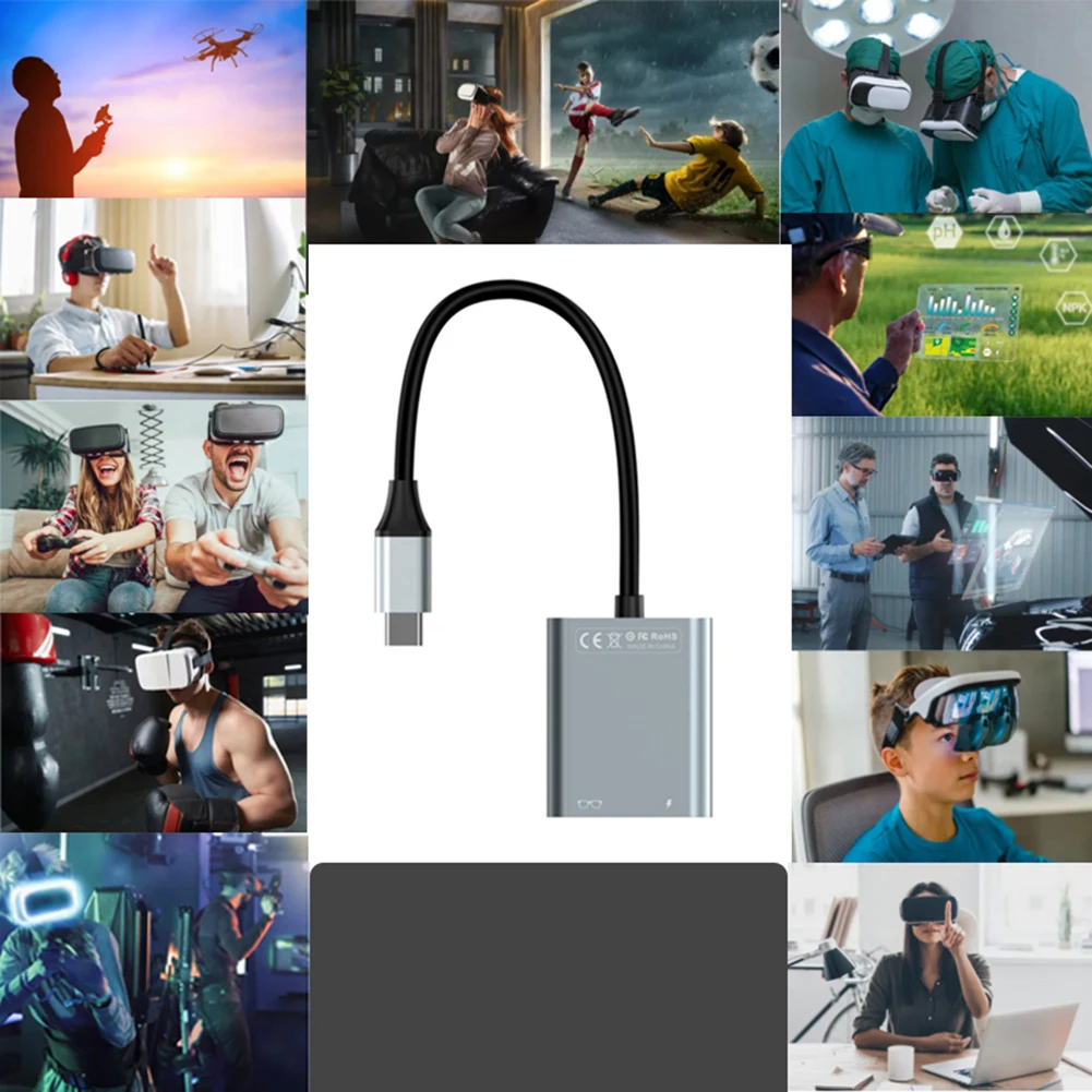 Docking station USB C 2 in 1 Adattatore multiporta per trasferimento dati PD100W Dock USB C da 10 Gbps per occhiali AR Telefono Tablet Laptop PC