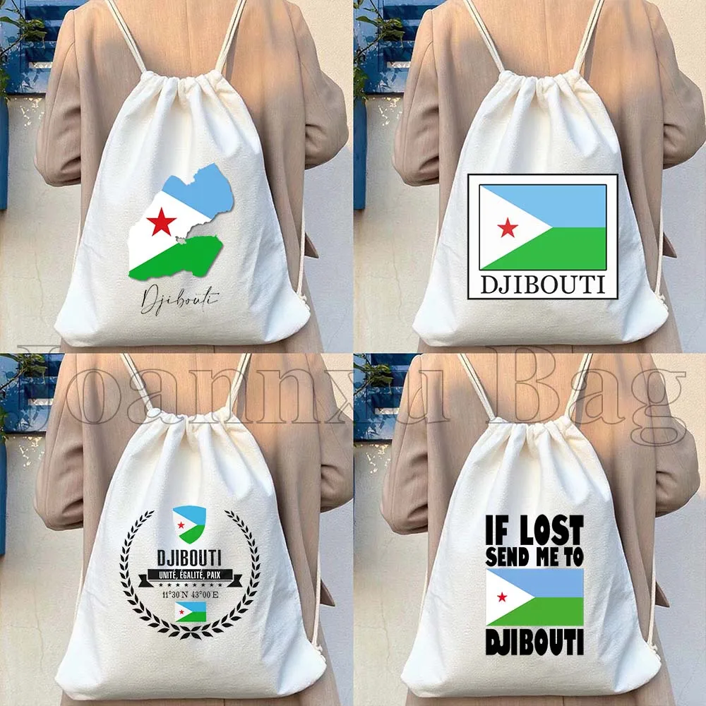 

Djibouti Country Map Flag Djiboutian Gifts Cute Durable Canvas Drawstring Bag Soccer Backpack Workout Sackpack Cotton String Bag