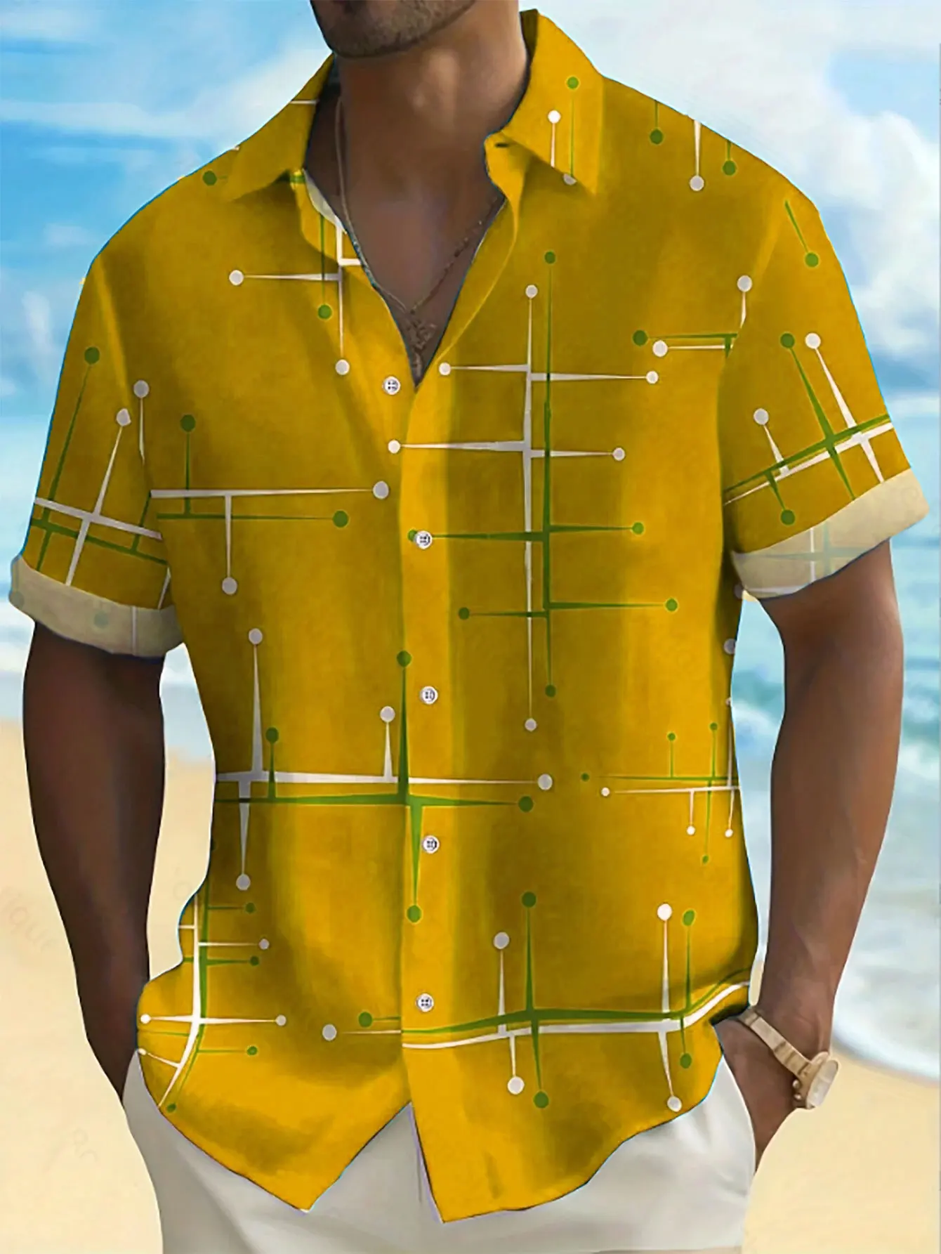 Summer men\'s new 11-color 3D high-definition pattern short-sleeved shirt Hawaiian holiday leisure large size XS-6XL