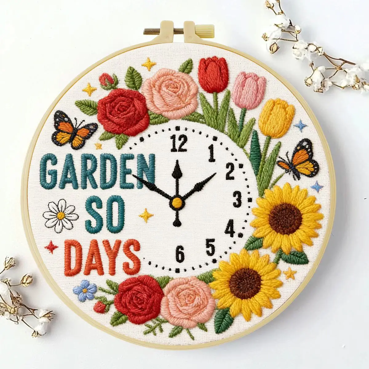 1 Stück 20X20CM/15X15CM 7,87/6,3 Zoll Blumen-Stickerei-Starter-Kit DIY-Kit DIY-Stickerei-Set Handarbeiten Heimdekoration – Detail 2
