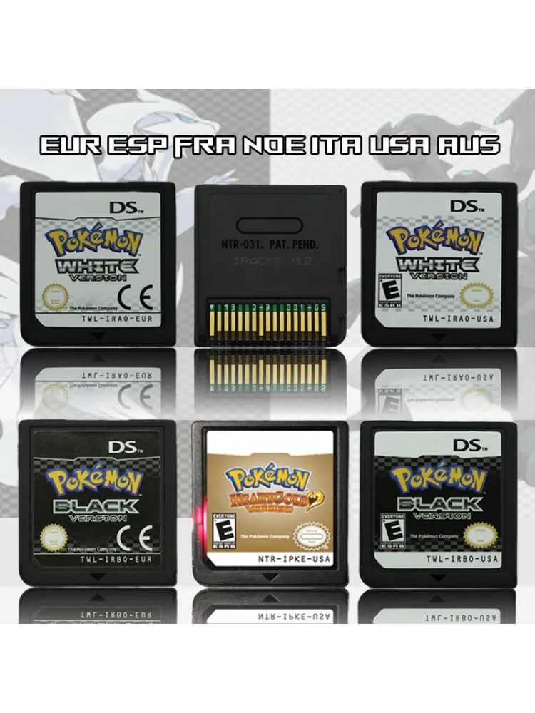 NDS Spielmodul Pokemon Schwarz Weiß Platin HeartGold SoulSilver USA EUR FRA ITA NOE AUS ESP Version für DS 2DS 3DS Konsole