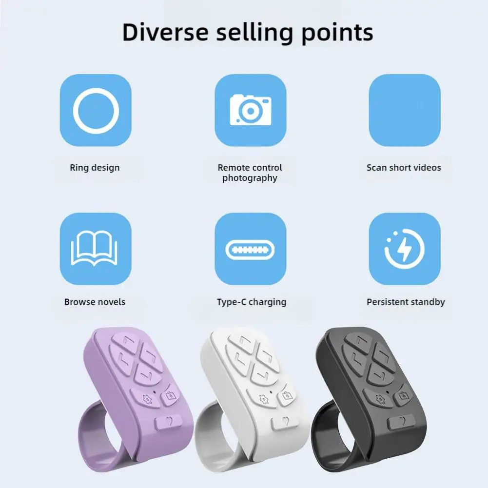 Bluetooth Remote for iPhone Mobile Phone Universal Remote Control Scrolling Finger Tiktoks Remote Controlle