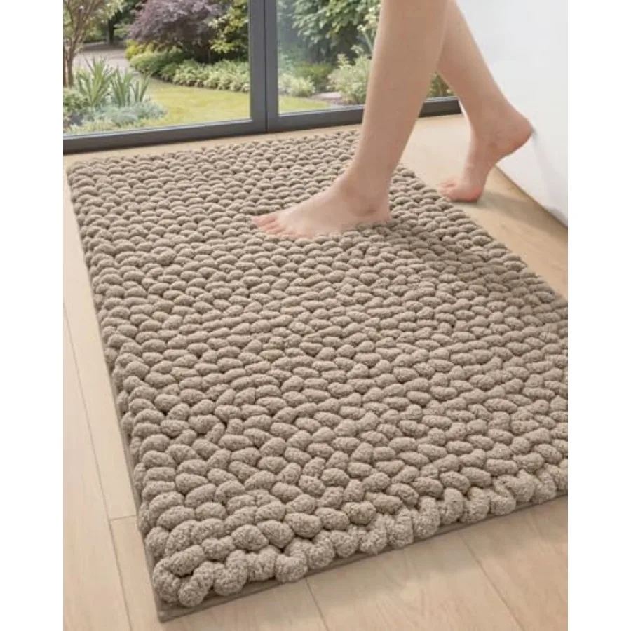 

Bathroom Rugs 24x36 Non Slip Washable Bath Mat Luxury Chenille Super Absorbent Ultra Thick Bathmats for Shower Floor Plush Fluf