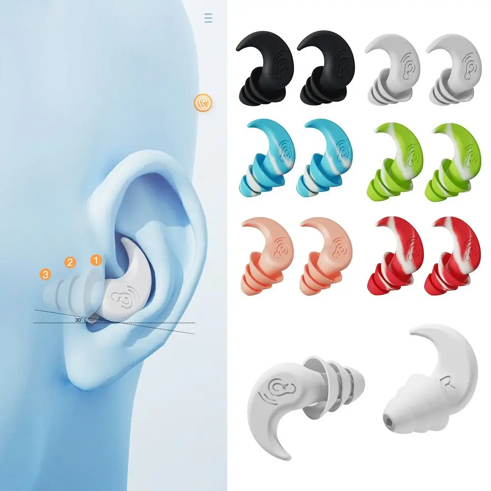 Bouchons d'oreille anti-bruit en silicone souple, anti-poussière multicolore, réduction du bruit, bouchons d'oreille de sommeil, unisexe, étanche, bouchons d'oreille de natation