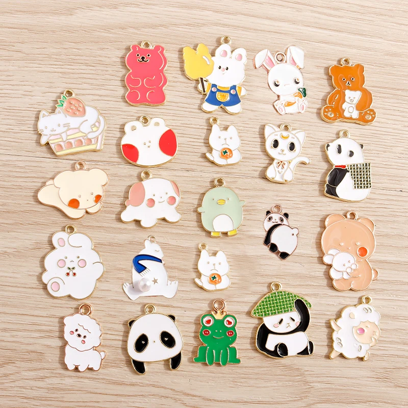 Tusember 10 Stück Tier-Anhänger, niedlicher Emaille-Frosch, Ente, Elefant, Pinguin, Charms für Schmuckherstellung, Ohrringe, Halskette, Zubehör – Detail 2