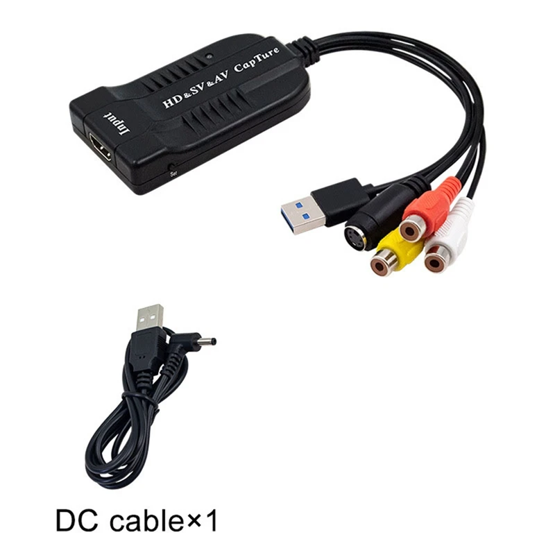 USB2.0 Video Capture Card For VHS To Digital Converter HD/RCA/S-Video To USB Audio Video Record Capture Device