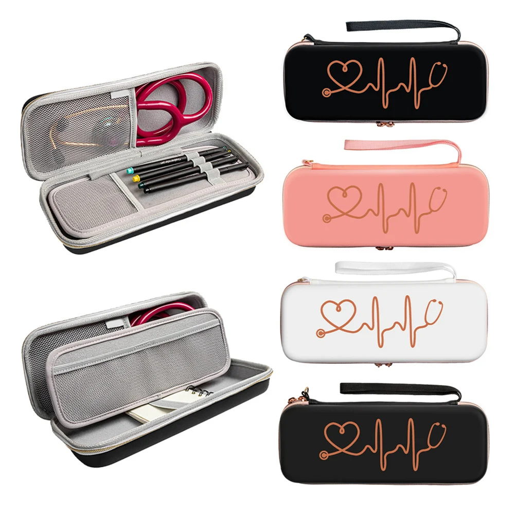 

Коробка для хранения стетоскопа, портативный дорожный чехол из ЭВА с сетчатым карманом для стетоскопов 3 м и других аксессуаров для медсестер