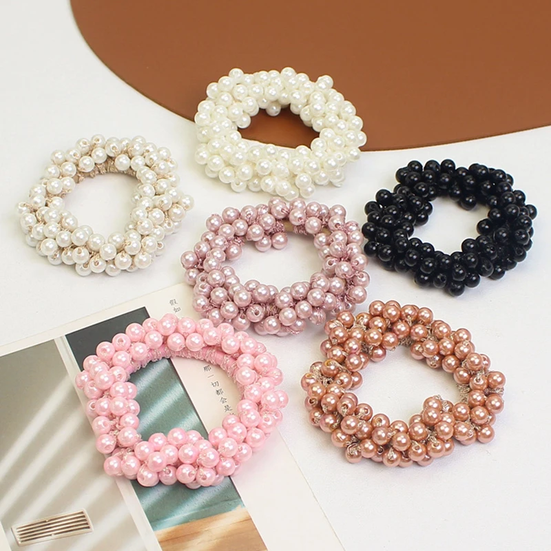 Hair Accessories Beaded Hair Rope Bracelet Sweet Department Of Small Fresh Full String Pearl Leather Band Headband