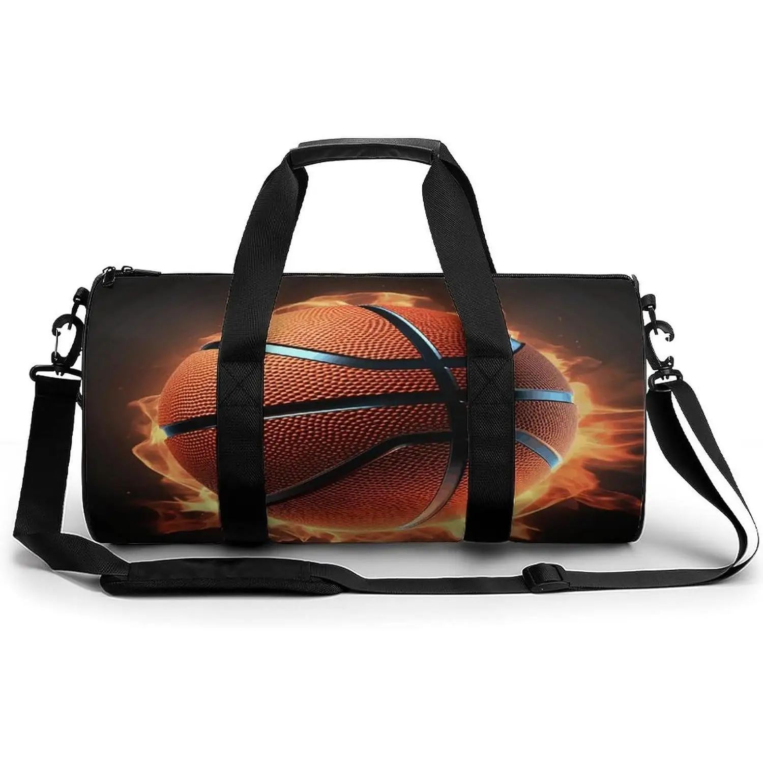 

Flame Basketball Duffel Bag Large Capacity Adjustable Strap Sports Gym Travel Bag for Basketball Enthusiasts