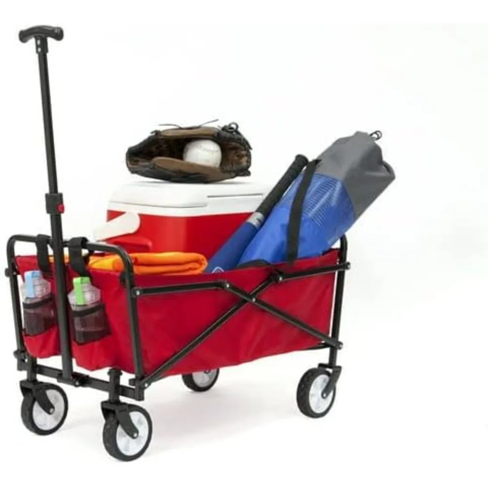 

compact folding outdoor utility wagon, portable beach wagon, heavy duty collapsible wagon with all-terrain wheels, outdoor garde