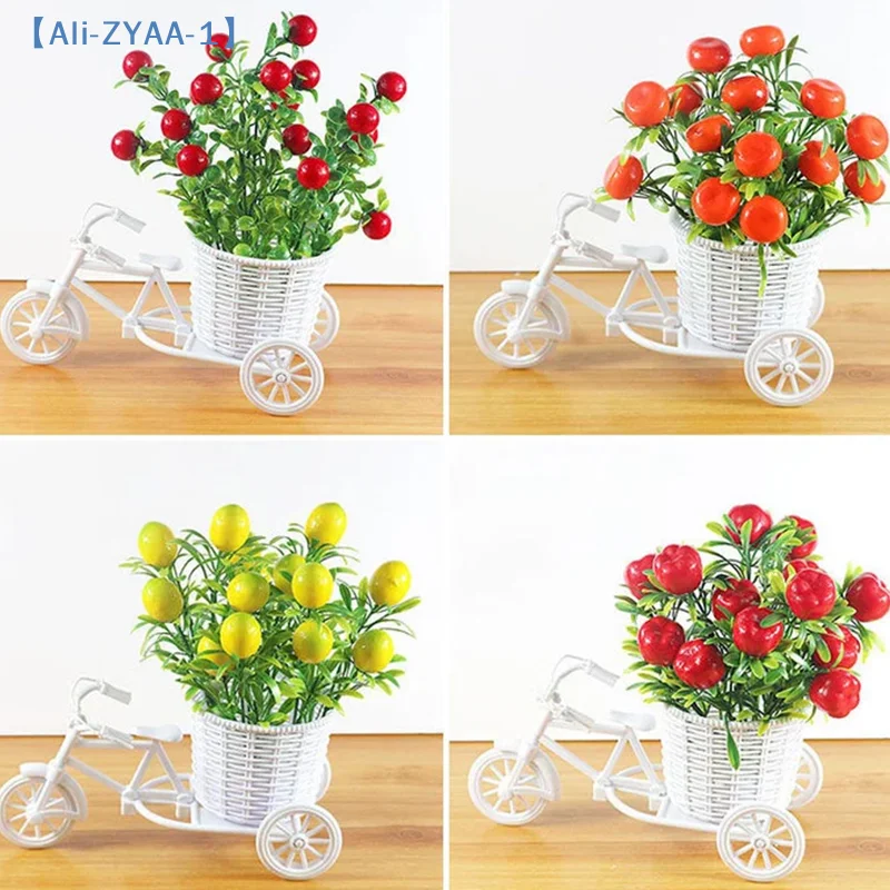 Simulation Flower Decorations Rattan Flower Basket Tricycle Bicycle Model Home Garden Wedding Party Decoration Romantic【ZYAA-1】