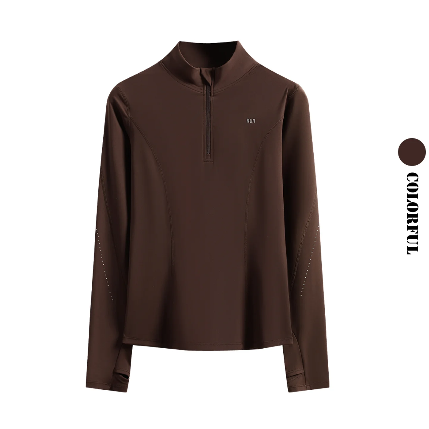 DRUR 5-Colors Long Sleeve Yoga Tops and Gym Clothes Women Quick Dry Quarter Zip Pullover Crop Slim Fit Running Athletic Shirts view 4