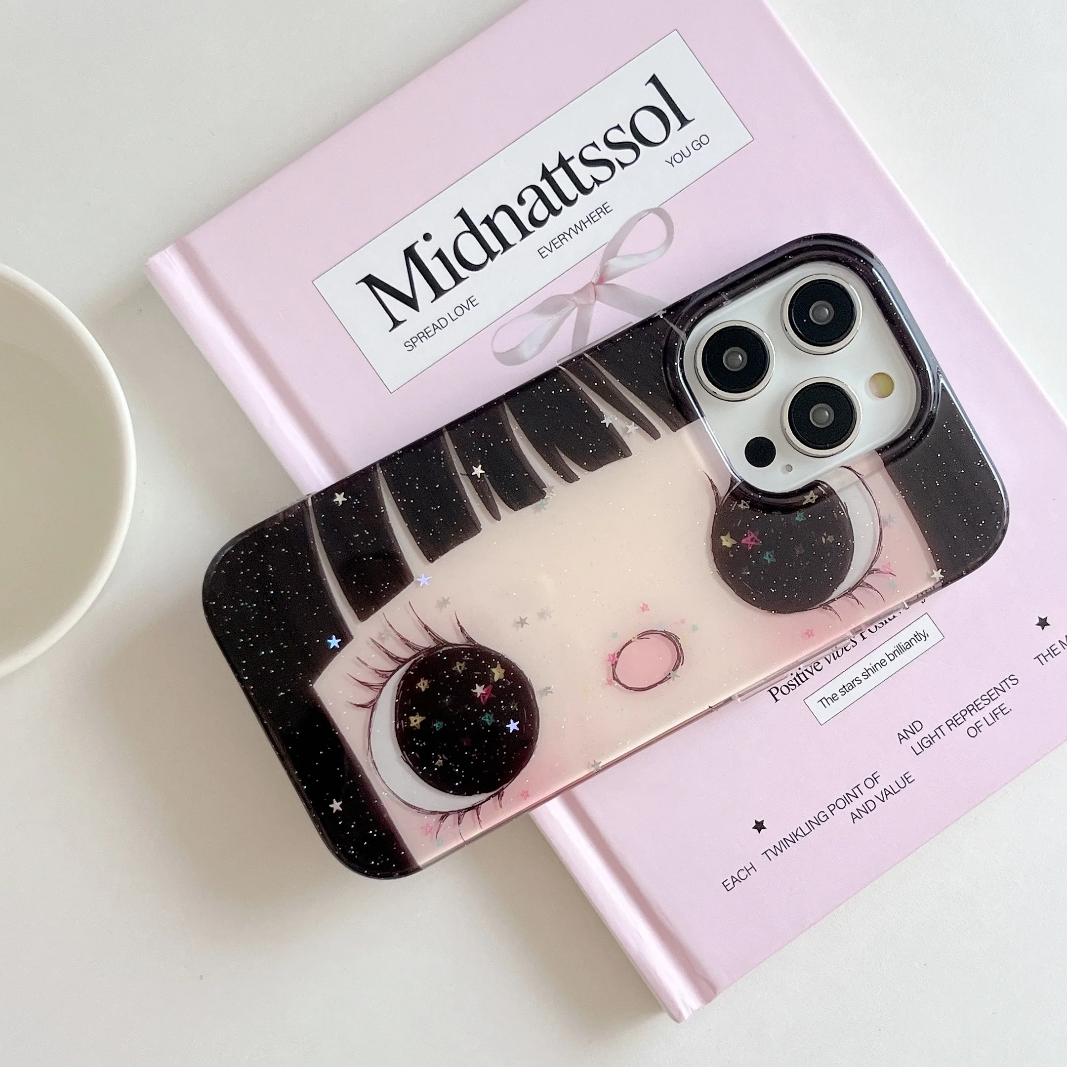 Dreamy INS Glittering Big Eyes Comic Girl Lovely Phone Case for iPhone 17 16 15 14 11 12 13 Pro Max Plus Back Cover - náhled 5