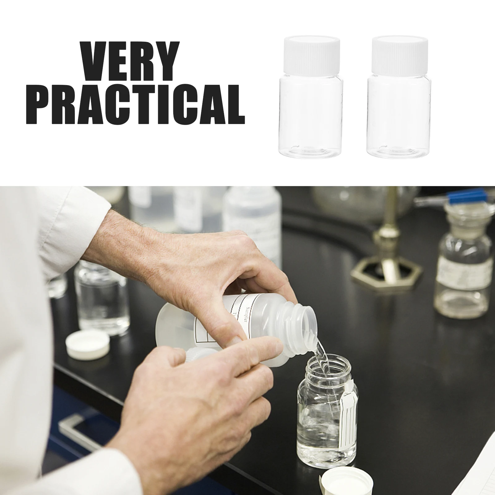 

35 Pcs Plastic Bottle Reagent Vial Sample Storage Sampling Container Laboratory
