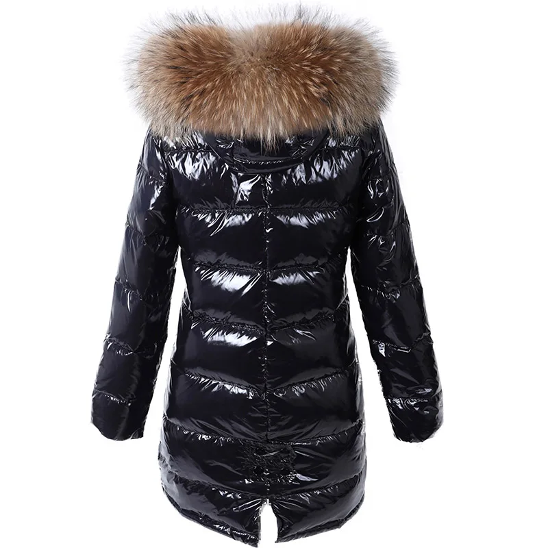 Maomaokong Women Winter Parkas Long Down  Jacket Natural Real Raccoon Fur Collar Luxury Ladies Puffer waterproof Coat