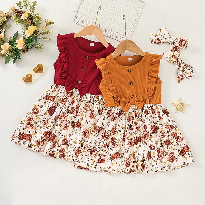 Dress For Kids 1 - 6 Years old Birthday Style Fashion Cute Butterfly Sleeve Floral Princess Casual Dresses Ootd For Baby Girl